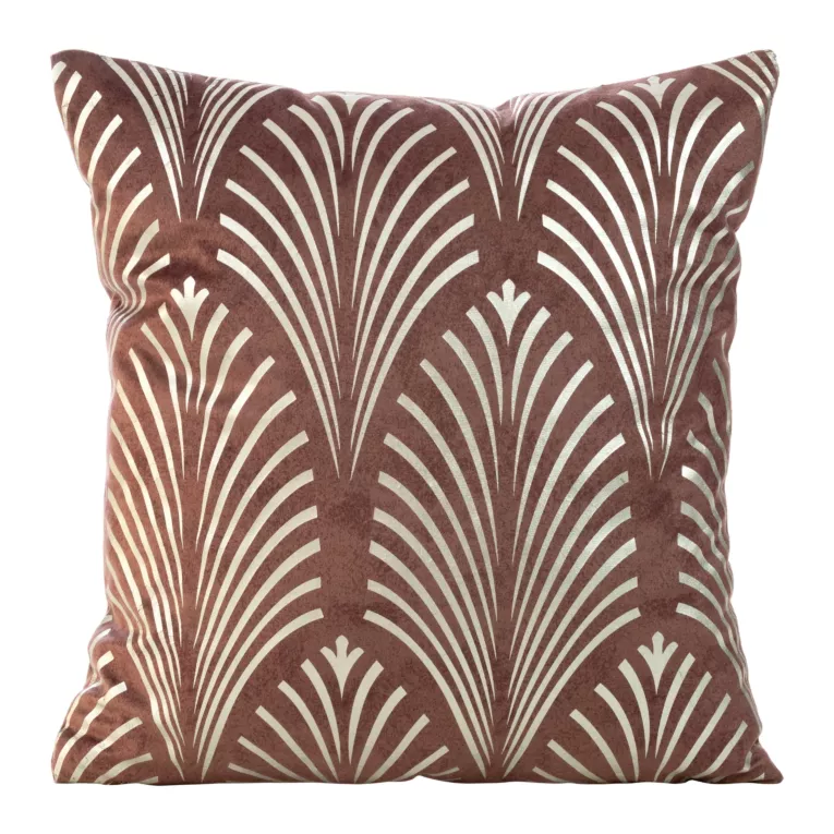 Poszewka na poduszkę 45x45 cm welwetowa z srebrnym nadrukiem brązowa BLINK 27 Eurofirany