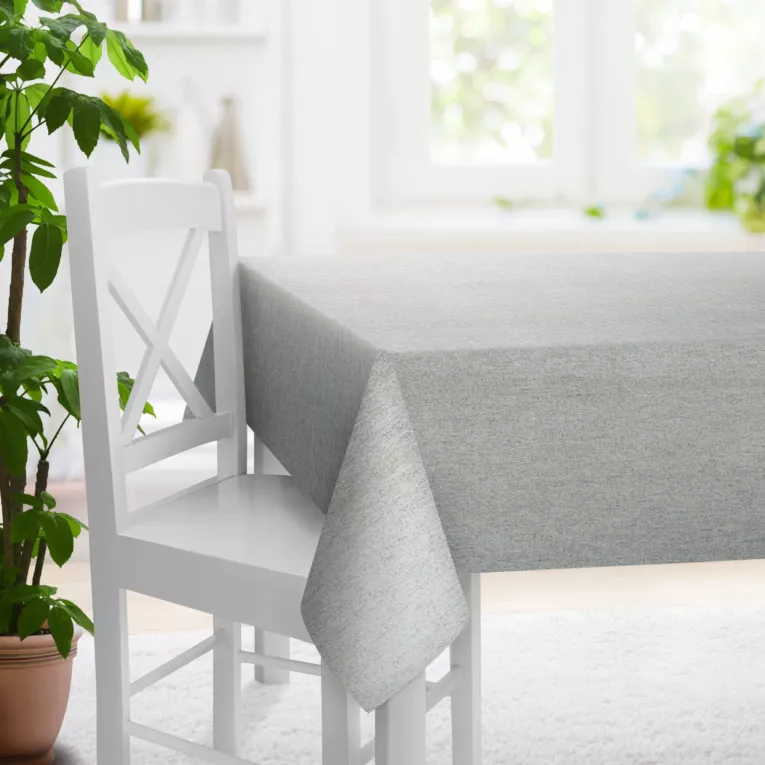 Obrus szyty szary z tkaniny typu bukla z efektem melanżu