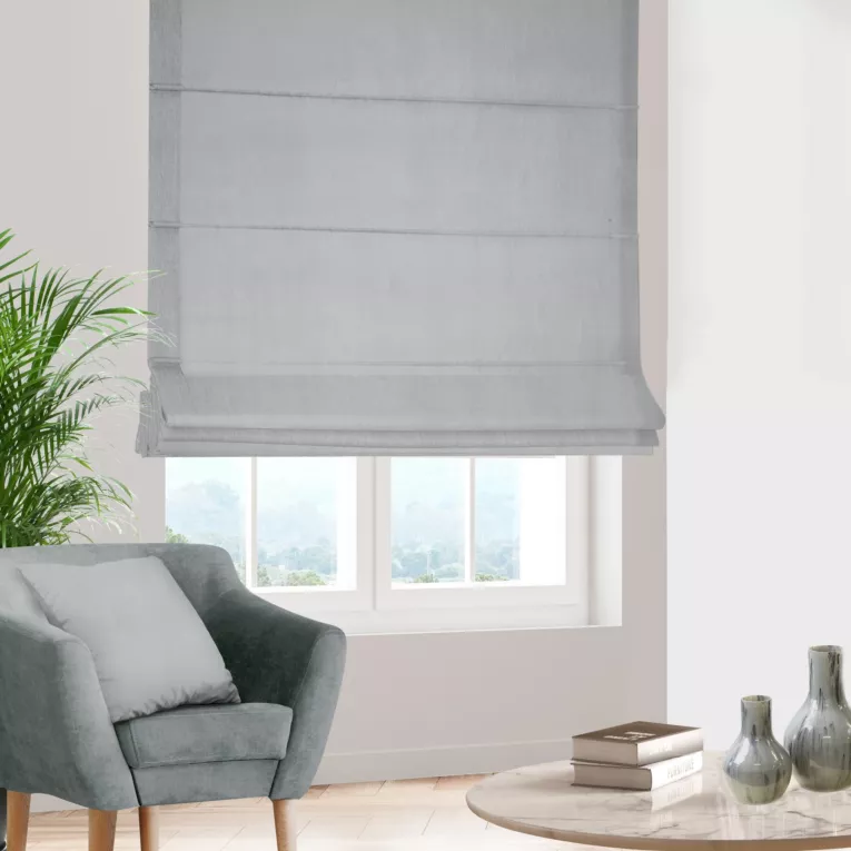 Roleta rzymska srebrna z miękkiej tkaniny welwetowej