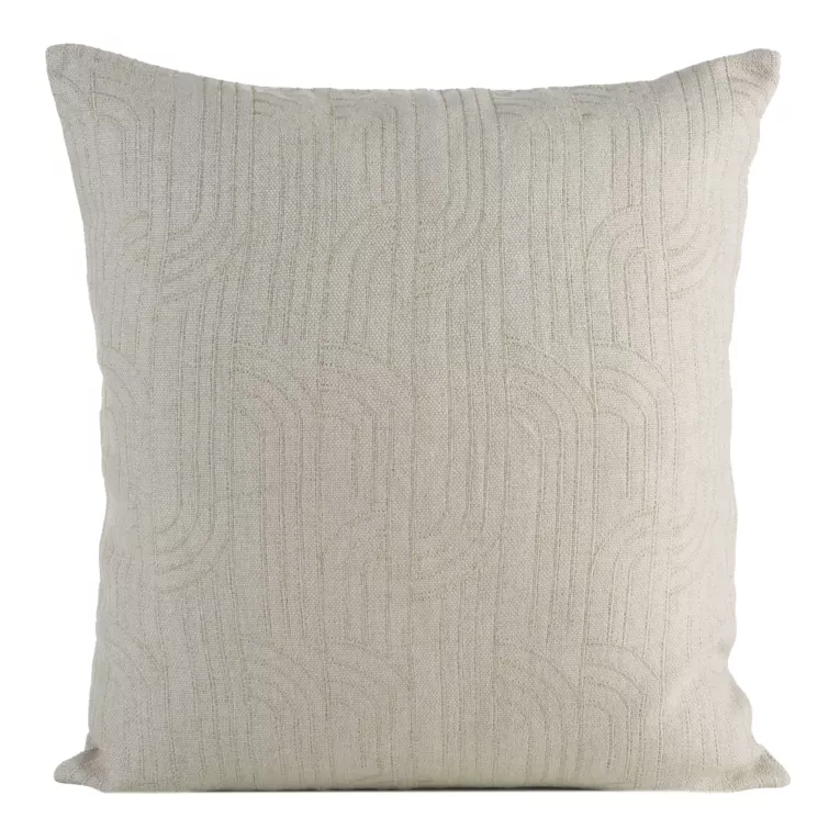 Poszewka na poduszkę 45x45 cm z geometrycznym haftem beżowo, złota MILA Eurofirany