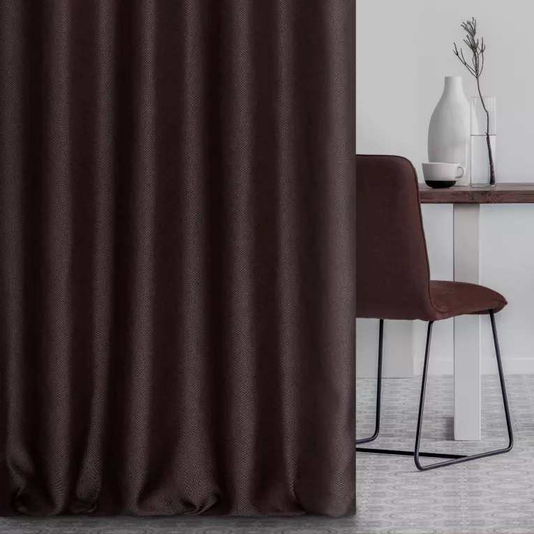 Zasłona szyta na taśmie fala ciemnobordowa z miękkiej tkaniny z efektem melanżu