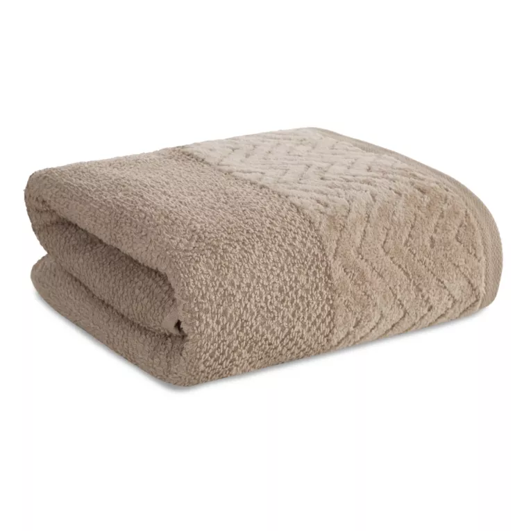 Ręcznik do rąk 30x50 cm bawełniany kolor beżowy o ryżowej strukturze z welwetową bordiurą 500 g/m2 LOREN Eurofirany