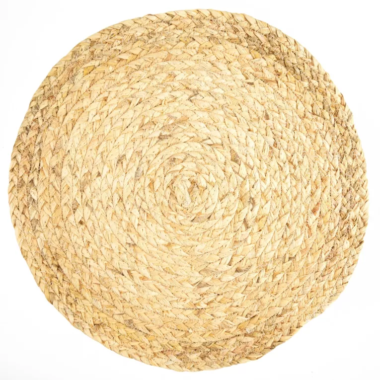 Podkładka okrągła na stół naturalna średnica 38 cm BOHO 6 wyplatana z liści kukurydzy