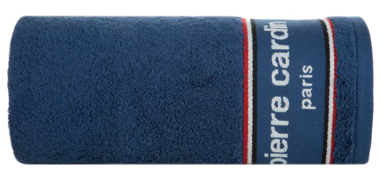 Ręcznik kąpielowy 50x90 cm bawełniany kolor granatowy 450 g/m2 z żakardową bordiurą i haftowanym logiem marki Pierre Cardin KARLA Eurofirany
