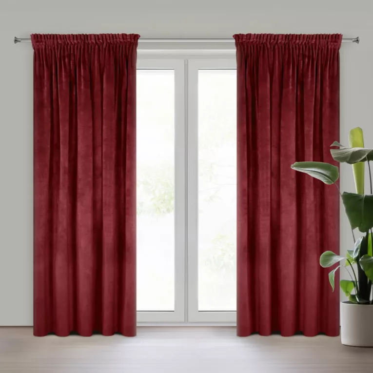 Zasłona ciemnobordowa z ekskluzywnego matowego welwetu 140x270 cm taśma VILLA Eurofirany