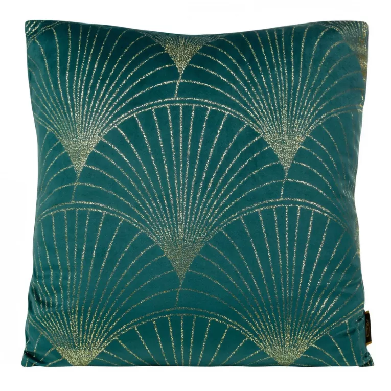 Poszewka na poduszkę 45x45 cm welwetowa ze złotym nadrukiem ciemnoturkusowo BLINK 21 Eurofirany