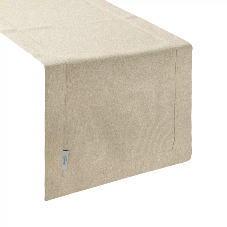 Bieżnik na stół złoty 40x140 cm o strukturze płótna STELLA 1 z dodatkiem srebrnej nici