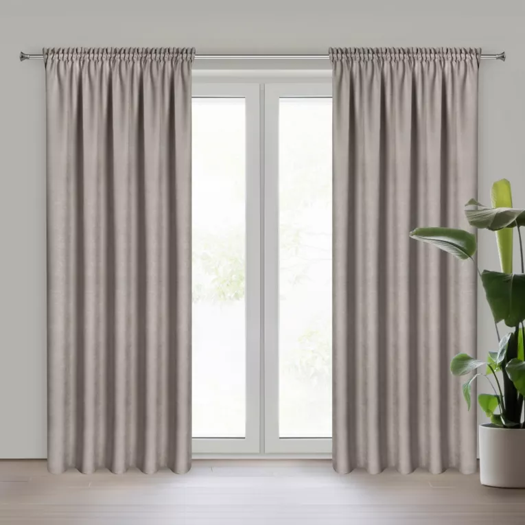 Zasłona brązowa z tkaniny welurowej 175x240 cm tunel Dora Eurofirany