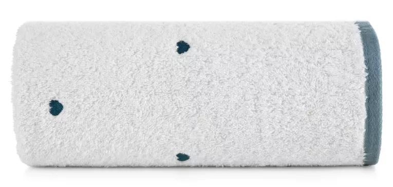 Ręcznik kąpielowy dziecięcy 50x90 cm bawełniany kolor biały,jasnoniebieski z haftem serduszek 480 g/m2 BABY 58 Eurofirany
