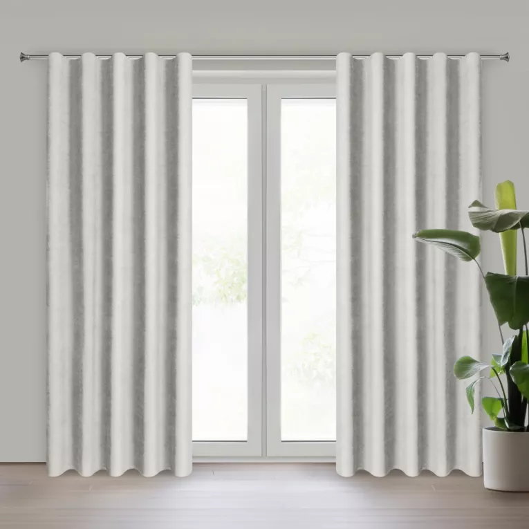 Zasłona jasnoszara z tkaniny welurowej 200x240 cm szerokość po zmarszczeniu fala 1:1,5 Dora Eurofirany