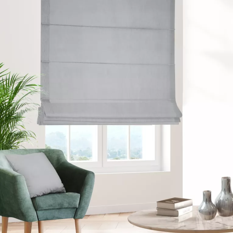 Roleta rzymska srebrna z miękkiej tkaniny welwetowej