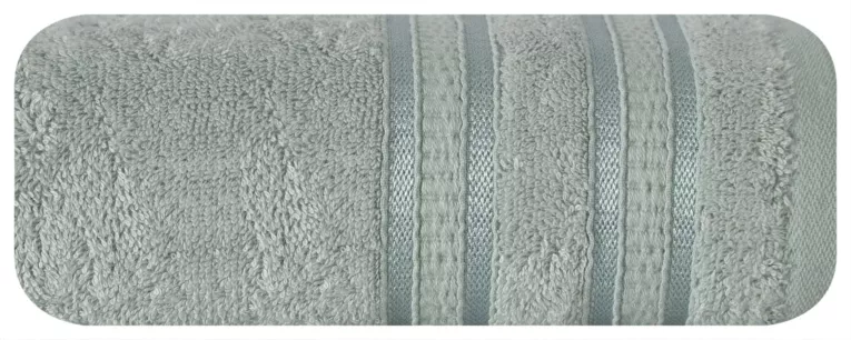 Ręcznik kąpielowy 50x90 cm bambusowy kolor srebrny zdobiony bordiurą w pasy 500 g/m2 MILA Eurofirany