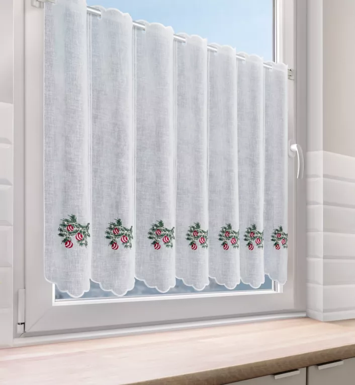 Tkanina firanowa zazdrostka z świątecznym haftem Eurofirany