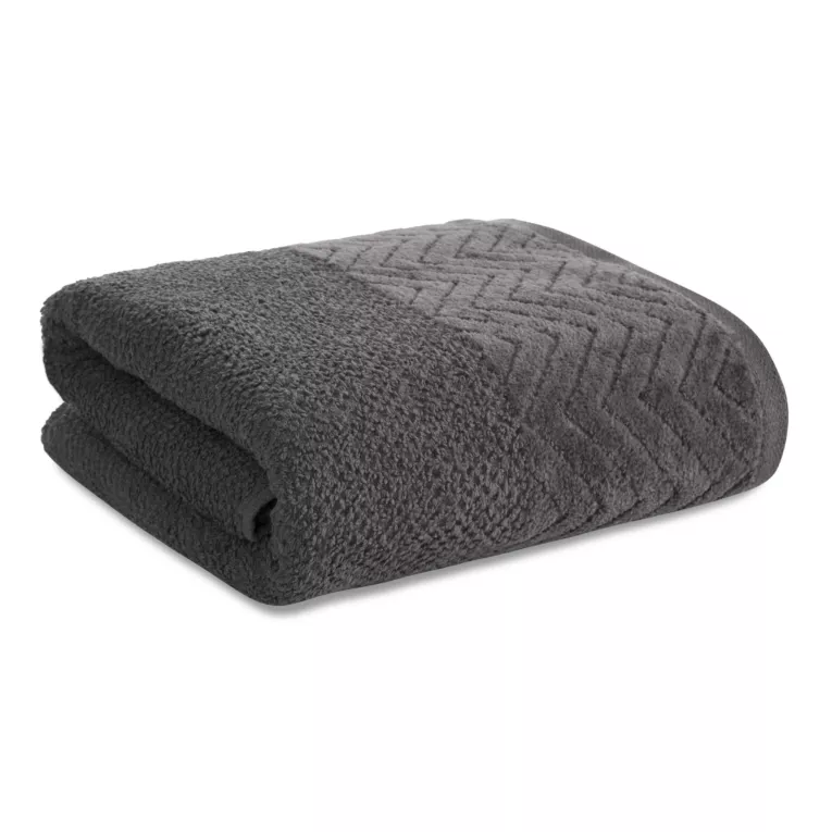 Ręcznik kąpielowy 70x140 cm bawełniany kolor grafitowy o ryżowej strukturze z welwetową bordiurą 500 g/m2 LOREN Eurofirany