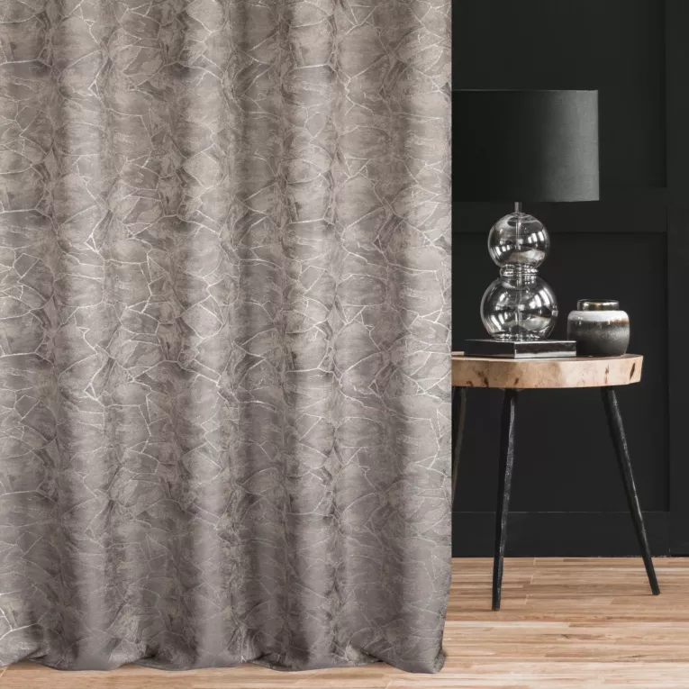 Zasłona szyta na tunelu stalowa z tkaniny z wzorem przetykanym błyszczącą nicią