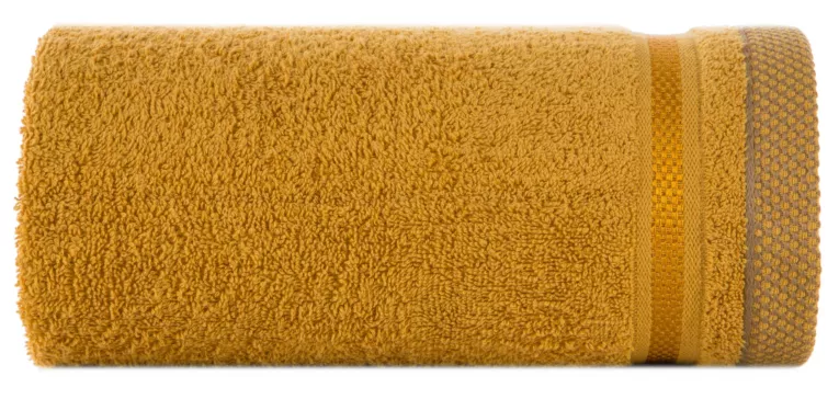 Ręcznik kąpielowy 50x90 cm bawełniany kolor ciemnożółty z bordiurą w paski 500 g/m2 ABBIE Eurofirany