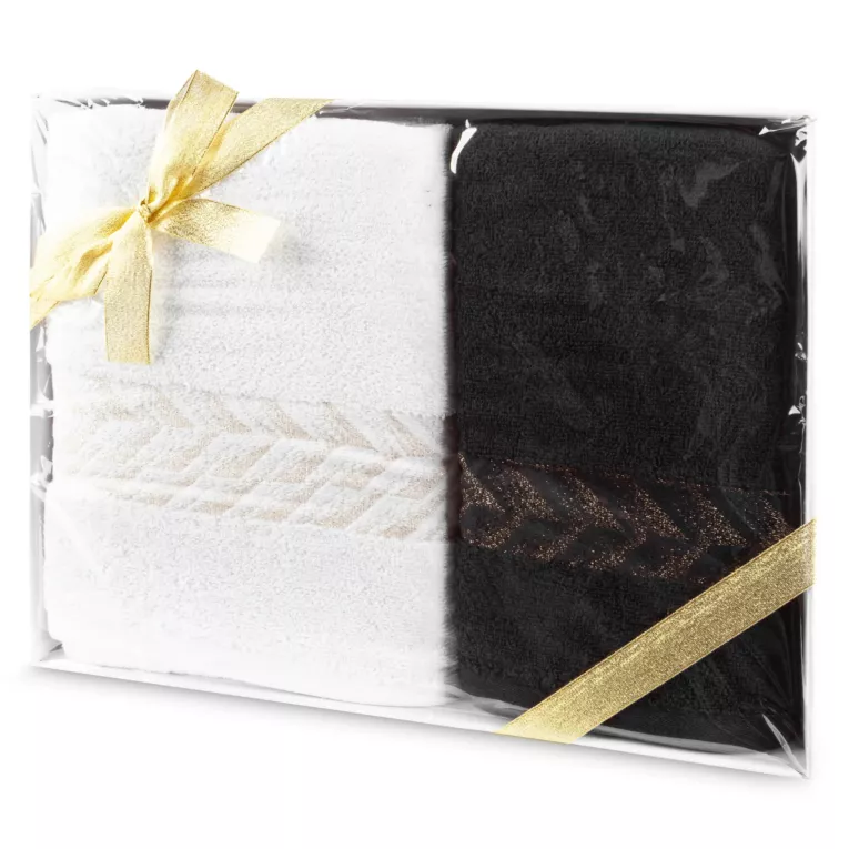 Zestaw ręczników bawełnianych 2 szt kolor biały, czarny 450 g/m2 GLOW Eurofirany