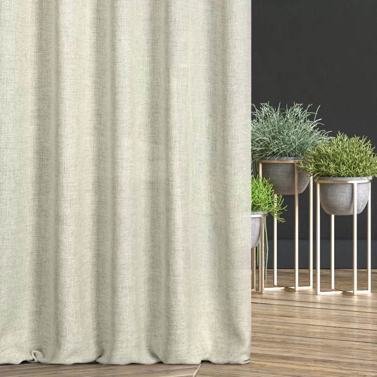 Zasłona szyta na tunelu naturalna z tkaniny w stylu eko o luźnym splocie z efektem melanżu
