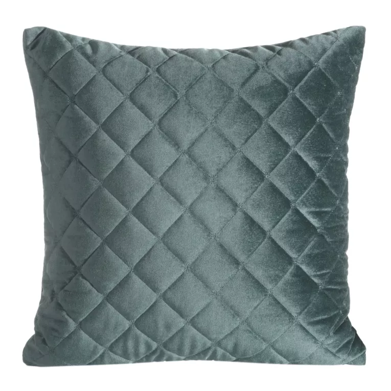 Poszewka na poduszkę 45x45 cm welwetowa pikowana metodą tradycyjnego szycia ciemnomiętowa RIA 1 EUROFIRANY PREMIUM