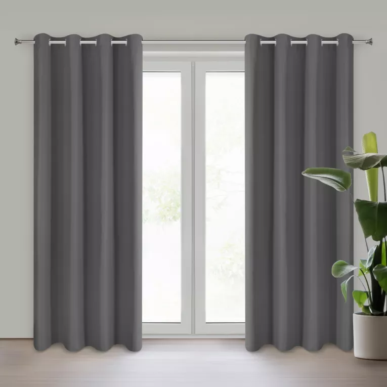 Zasłona grafitowa z gładkiej matowej tkaniny 140x250 cm przelotka ADARI Eurofirany