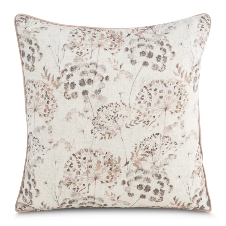 Poszewka na poduszkę 45x45 cm z dodatkiem lnu zdobiona nadrukiem polnych kwiatów MIRA Eurofirany