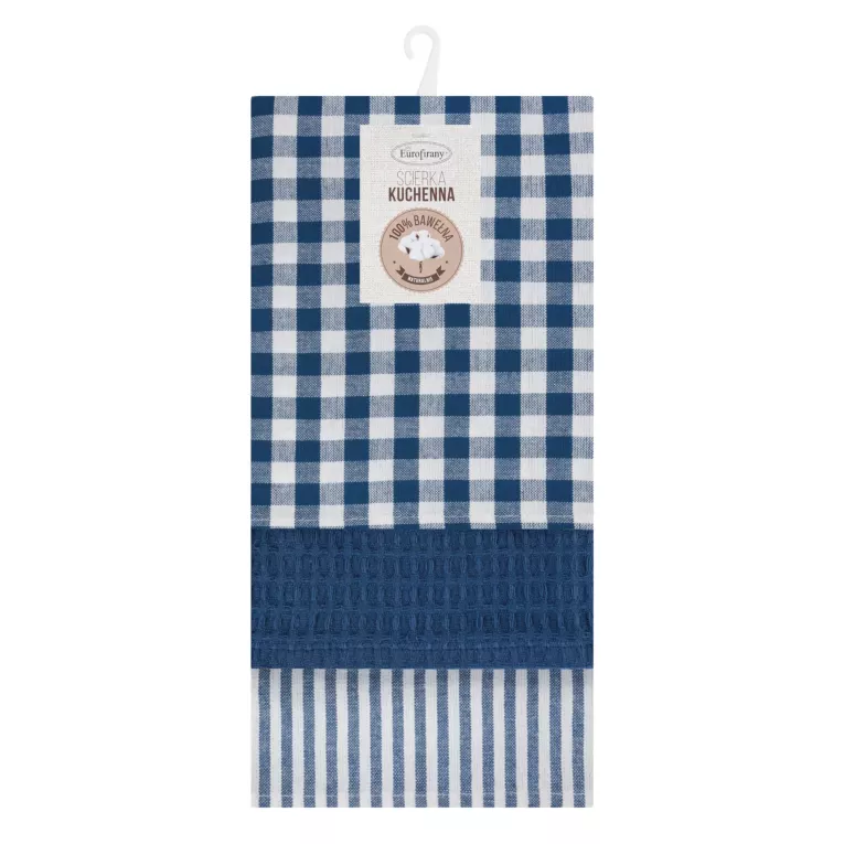 Komplet ściereczek kuchennych  3 szt ściereczek kuchennych 3szt 50x75 cm bawełniany kolor biały,granatowy 200 g/m2  LUCY Eurofirany