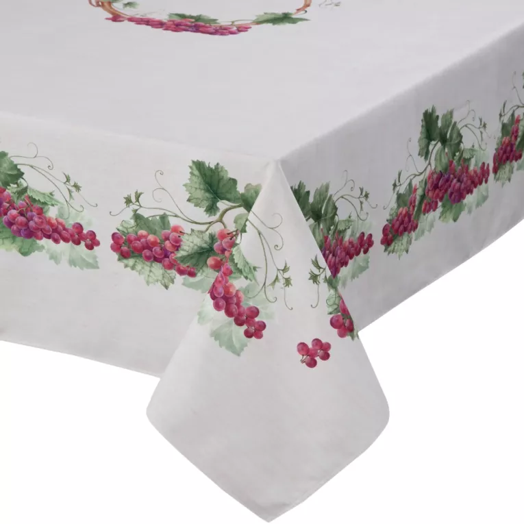 Obrus naturalny 140x180 cm SUMMER 4 z nadrukowanym motywem winorośli