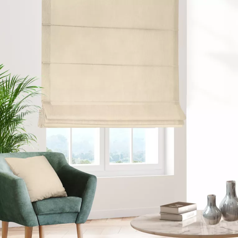 Roleta rzymska kremowa z miękkiej tkaniny welwetowej