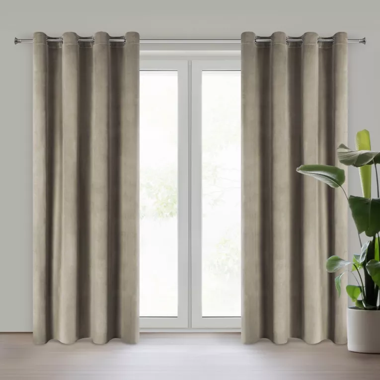 Zasłona brązowa z tkaniny welwetowej 140x250 cm przelotka ROSA Design 91 Eurofirany