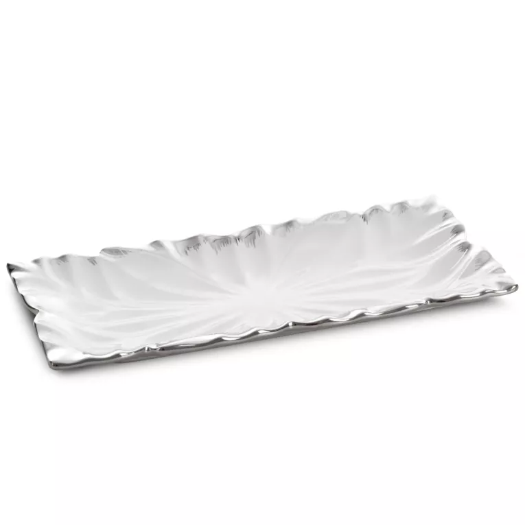 Patera NIRA z wytłaczanym wzorem i akcentami srebra Eurofirany