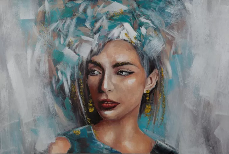 Obraz portret kobiety ręcznie malowany Eurofirany