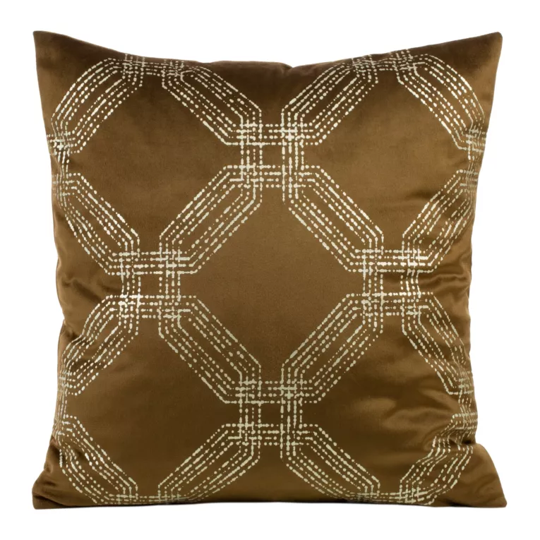 Poszewka na poduszkę 45x45 cm welwetowa z błyszczącym nadrukiem brązowa BLINK 30 Eurofirany
