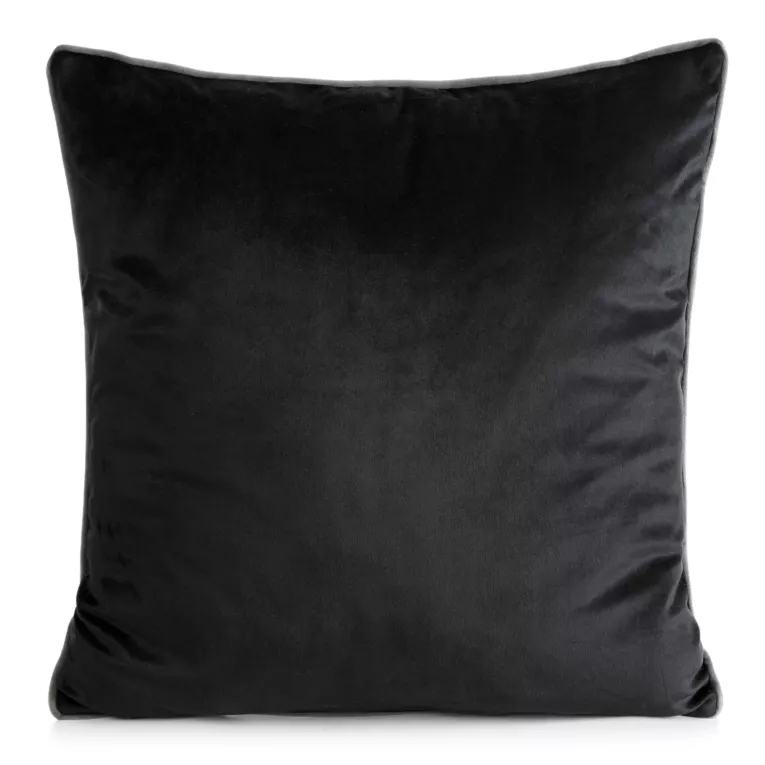 Poszewka na poduszkę 60x60 cm welwetowa o delikatnym połysku z ozdobną lamówką czarna GAJA 2 Eurofirany