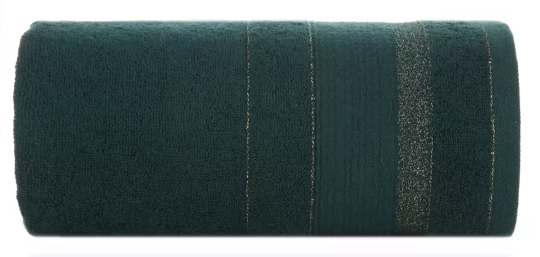 Ręcznik do rąk 30x50 cm bawełniany kolor ciemnozielony w pasy przetykany błyszczącą nicią 500 g/m2 APRIL Eurofirany