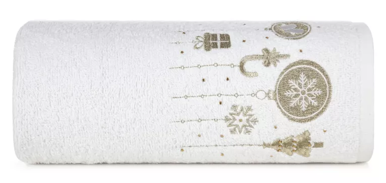 Ręcznik kąpielowy świąteczny 50X90 cm bawełniany kolor biały 450 g/m2 SANTA Eurofirany