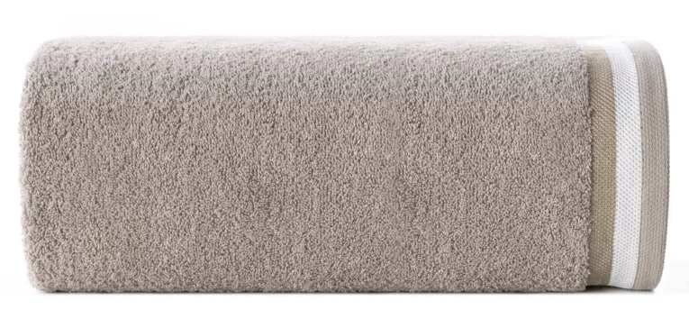 Ręcznik do rąk 30x50 cm bawełniany kolor beżowy z bordiurą w pasy 550 g/m2 NIKO Eurofirany