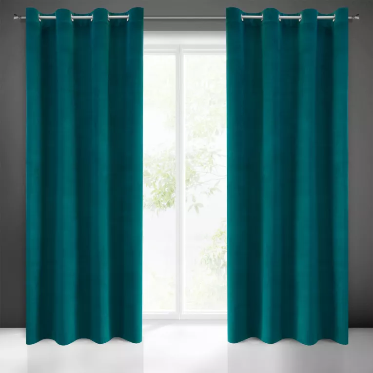 Zasłona ciemnoturkusowa z matowego welwetu 140x250 cm przelotka MILO Eurofirany