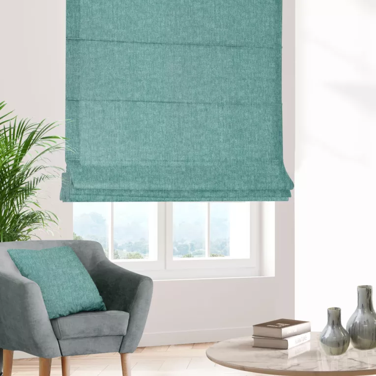 Roleta rzymska CANDY zielona z tkaniny z strukturalnym spolotem