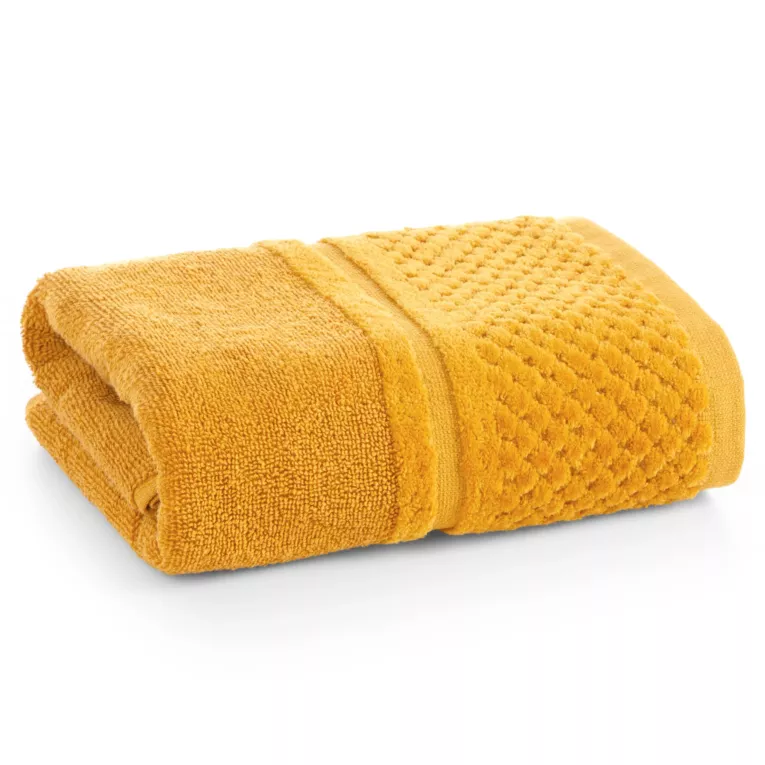 Ręcznik do rąk 30x50 cm bawełniany kolor musztardowy z efektowną bordiurą 550 g/m2 IBIZA Eurofirany