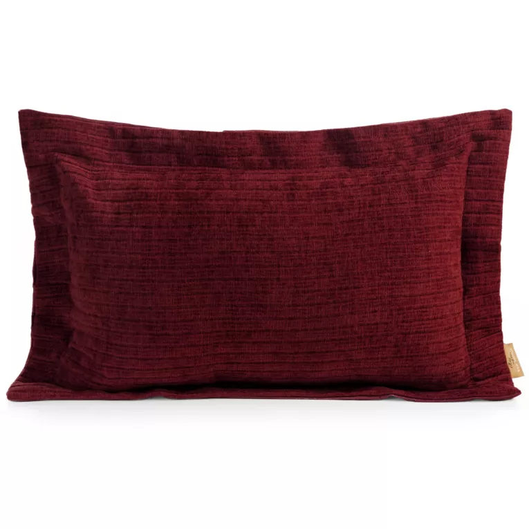 Poszewka na poduszkę  40x60 cmz szenilowej tkaniny bordowa o widocznym ozdobnym splocie Eva Minge Elegan Eurofirany