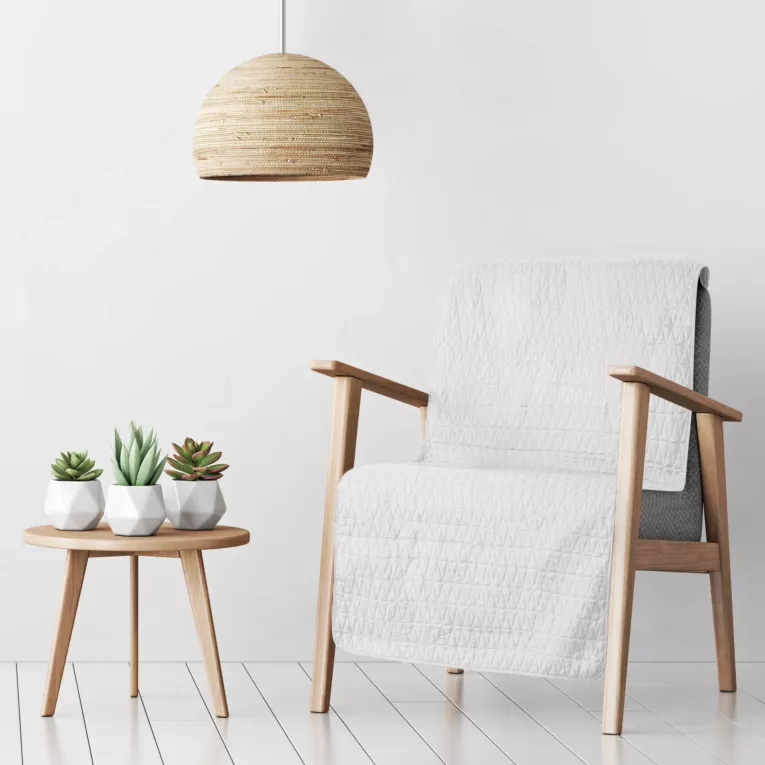 Narzuta na fotel biała 70x160 cm pikowana metodą hot press w geometryczny wzór BONI 3 Eurofirany