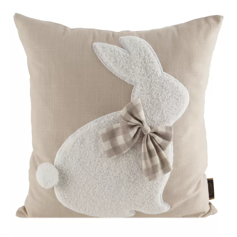 Poszewka na poduszkę 45x45 cm bawełniana z uroczym zajączkiem beżowo, kremowa WIOSNA 38 Eurofirany