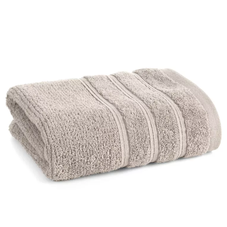 Ręcznik kąpielowy 50x90 cm bawełniany kolor beżowy w błyszczące paseczki AMIRA Eurofirany