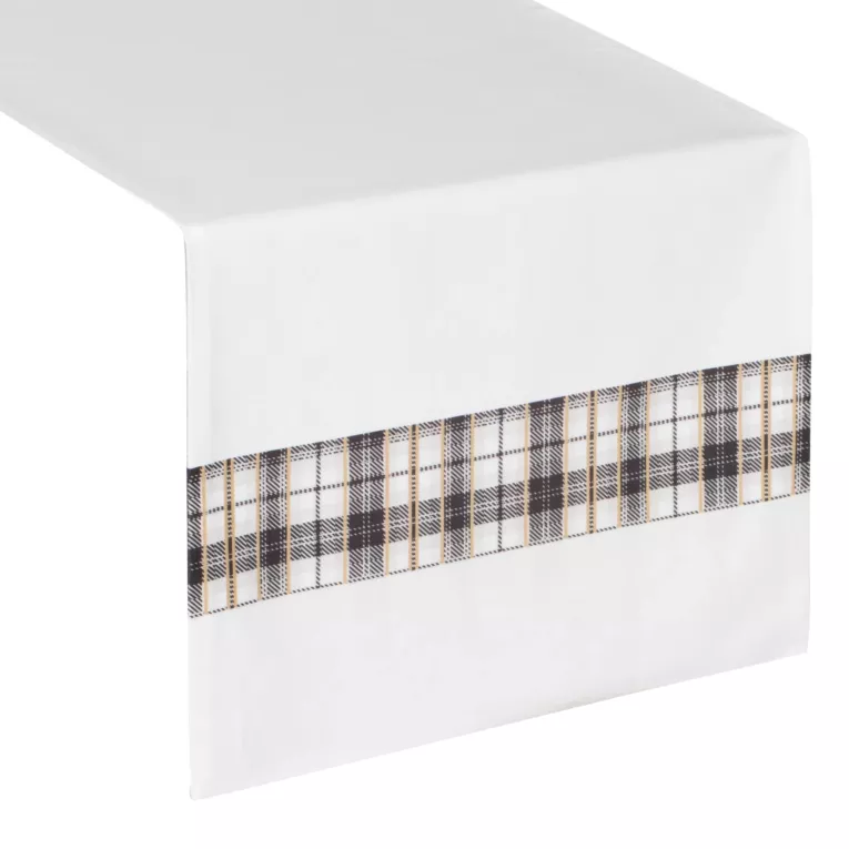 Bieżnik na stół biały 40x140 cm welwetowy ANGEL z motywem kraty
