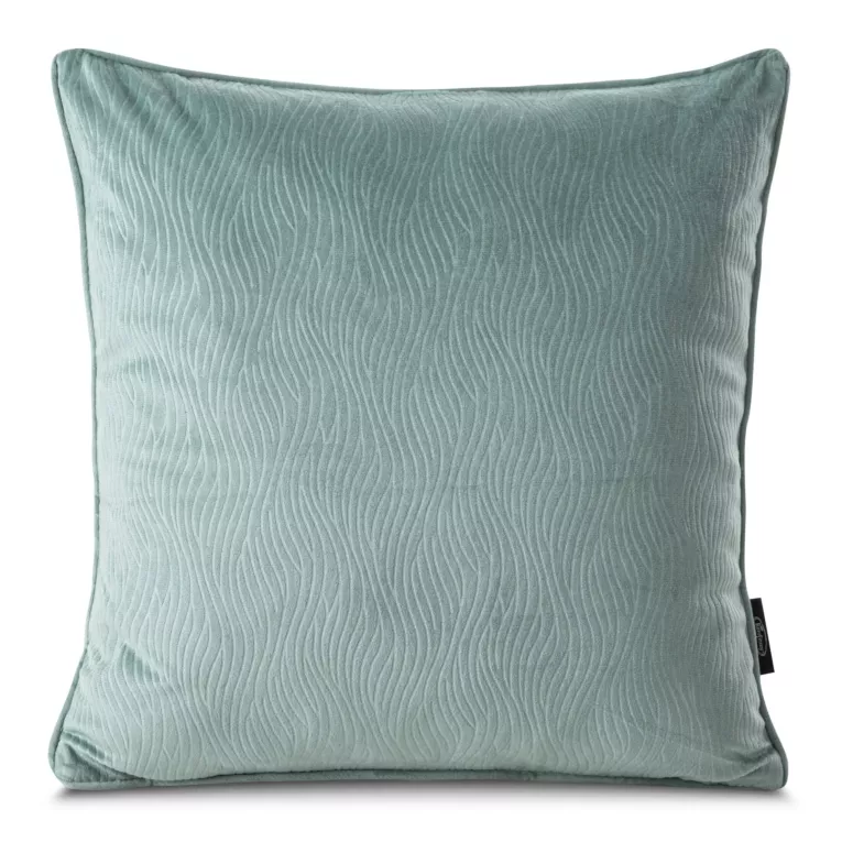 Poszewka na poduszkę 40x40 cm z miękkiego welwetu z falującym wytłaczanym wzorem niebieska LILI Eurofirany