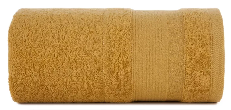 Ręcznik kąpielowy 70x140 cm bawełniany kolor musztardowy w pasy przetykany błyszczącą nicią 500 g/m2 APRIL Eurofirany