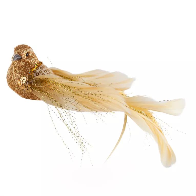 Dekoracyjna ozdoba PTAK z tkaniny z piórami Eurofirany