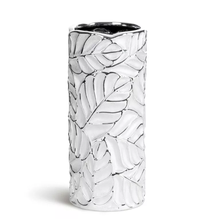 Wazon ceramiczny MIRIAM z tłoczonym wzorem liści Eurofirany