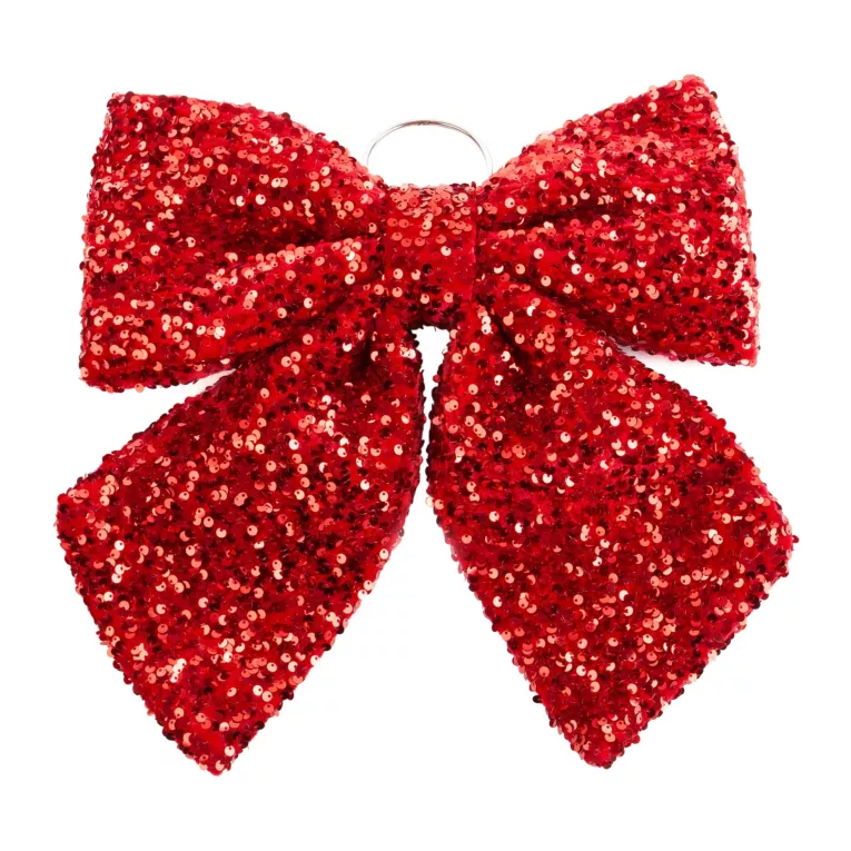 Świąteczna ozdoba w kształcie kokardy z błyszczącej tkaniny z lśniącymi cekinami Eurofirany
