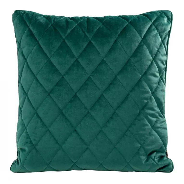 Poszewka na poduszkę 45x45 cm welwetowa pikowana we wzór karo z ozdobną wypustką na brzegach ciemnoturkusowa VELVET 27 EUROFIRANY PREMIUM